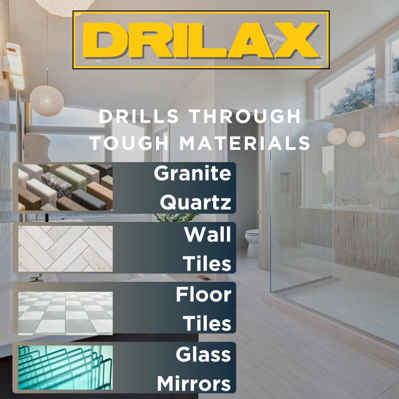Drilax 5-1/8 inch Diamond Hole Saw for Tile, Glass, Quartz, Granite & Porcelain â€“ 1-1/8" Depth Wet Drill Bit for Floor Drains, Shower Valves, Faucets â€“ Professional & DIY - Image 4